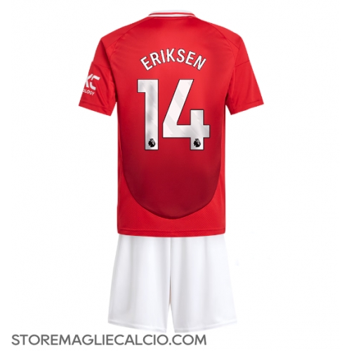 Manchester United Christian Eriksen #14 Maglia Gara Casa Repliche 2024-25 Bambino Maniche Corte Manchester United Christian Eriksen #14 Maglia Gara Casa Repliche 2024-25 Bambino Maniche Corte